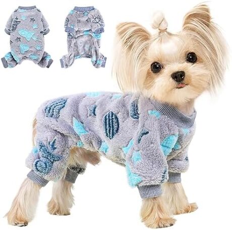 Dog Clothes for Small Dogs Boy Girl - Pet Clothes Fleece Small Dog Sweater Four Legs Dog Onesie Dog Outfit Winter Warm Puppy Pajamas for Chihuahua Clothes Yorkie Clothes (XX-Small, Grey)