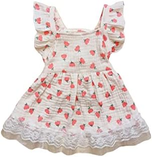 QWINEE Cute Flower Pattern Dog Dress Ruffle Trim Princess Dress Cat Vest Dress Lace Trim Summer Dress Pet Clothes for Small Medium Cats Dogs Kitten Puppy Pink S