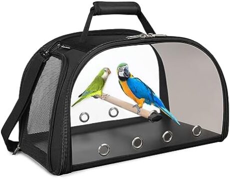 YUDODO Bird Carrier Portable Pet Bird Travel Cage 16.5"x10"x10" Small Medium Bird Carrier Travel Cage Breathable Bird Bag Sturdy Parrot Cockatiel Parakeet Carrying Case with Perch Tray Bottom