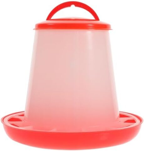GANAZONO Chicken Waterer Chicken Water Dispenser Poultry Feeder Plastic Hanging Bird Automatic Chicken Feed Container Food Dispenser Storage Trough Feeding Dish (Red) Quail Feeder Chicken Feeder