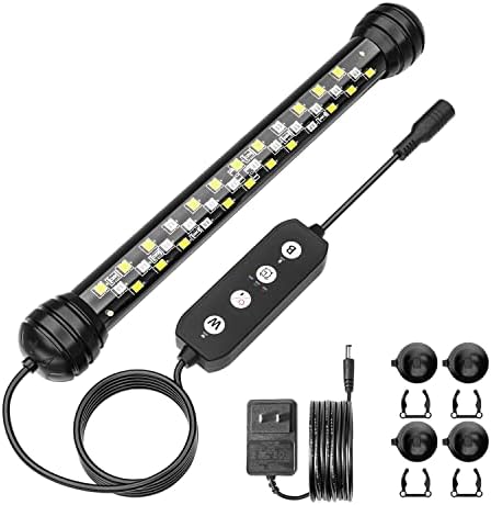 Led Aquarium Light with Timer, Submersible Aquarium Plant Light, Fish Tank Light with Auto On/Off, 3 Lighting Modes, Adjustable Brightness (7 inch for 7.8-17inch Planted Tank), 5W