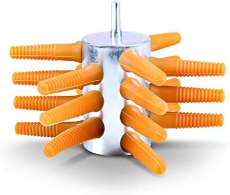 SuperHandy Chicken Plucker Drill Attachment Poultry and Fowl Food Processor De-Feather 3/8" Inch Shank 21 Soft Fingers Stainless Steel Body Heavy Duty for Turkey Chicken Quail Pheasant Dove