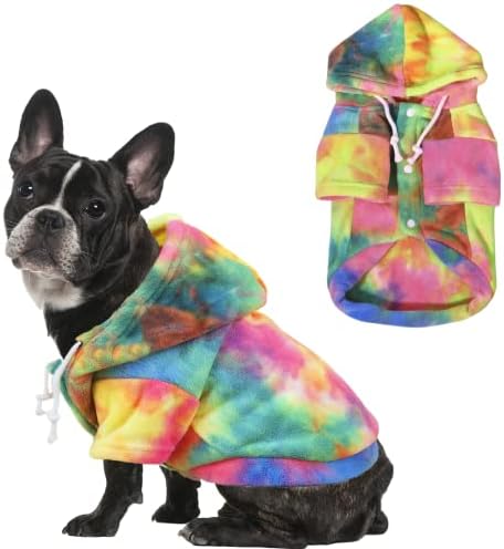 Tie Dye Dog Hoodie, Winter Coat for Small Dogs - Ultra-Soft Adjustable Warm Hood, Breathable Comfort Fabric for Daily Use