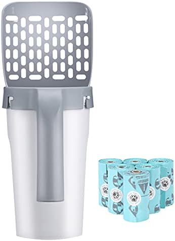 PETIZER Premium Cat Litter Scoop with 90 Count Refill Bags, Integrated Detachable Litter Shovel with Waste Container, Large Portable Cat Scooper with Holder, Kitty Poop Scooper & Easy Storage Caddy