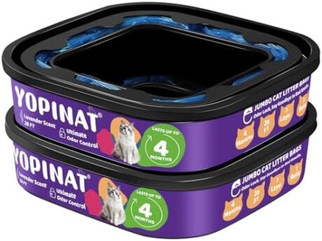 Jumbo Square Litter Refill Bags | Fit for Pet Genie Pails & Litter Genie Refills Standard, Style, XL+, Plus | 2-Pack Pet Cat Dog Waste Disposal Refills | Lasts Up to 8 Months Superior Odor Control