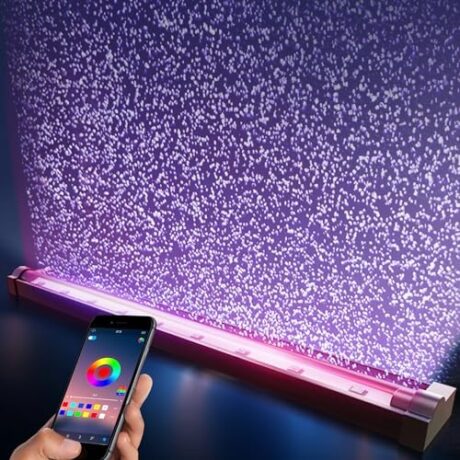 Smart App-Controlled LED Aquarium Light with 16 Million Colors, 12 Dynamic Effects, Fish Tank Light with Nano Air Bubble for Aquarium Bubbler Decorations, Submersible Fish Tank Accessories - 9.3''